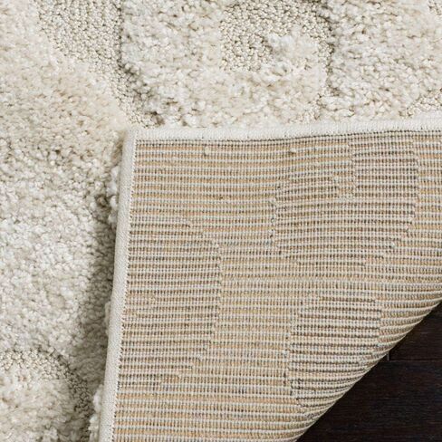 سجادة SAFAVIEH Florida Shag Collection - 2'3" x 7'، كريمي وكريمي، تصميم ملتف، لا يتساقط ويسهل العناية به، سمك 1.2 بوصة مثالي للمناطق ذات الحركة العالية في غرفة المعيشة وغرفة النوم (SG470-1111) in Kuwait