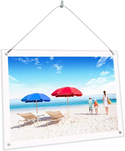 NC Acrylic Picture Frames, Desktop Frameless Display, Clear Floating Beveled Frameless Plexiglass Photo Frame (12X17 A3) in Saudi Arabia
