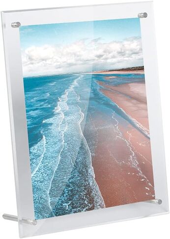 NC Acrylic Picture Frames, Desktop Frameless Display, Clear Floating Beveled Frameless Plexiglass Photo Frame (12X17 A3) in Saudi Arabia