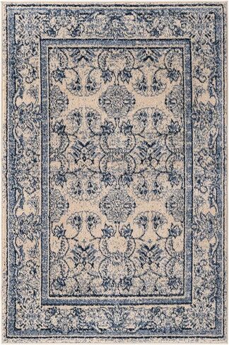Rugs.com Miranda Collection Rug – 2' 2 x 3' Ivory Blue Medium Rug Perfect for Entryways, Kitchens, Breakfast Nooks, Accent Pieces in Saudi Arabia