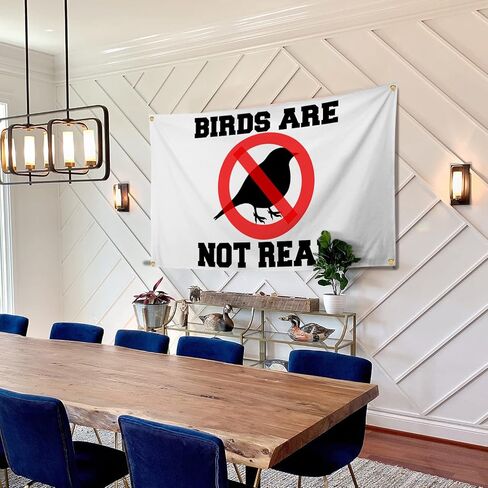 لافتة بتصميم عبارة Birds Are Not Real Flag مقاس 3 × 5 قدم، أعلام مضحكة للغرفة، بساط حائط مزخرف رائع لكهف الرجل مع حلقات نحاسية لغرفة النوم الجامعية in Kuwait