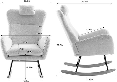 كرسي هزاز فوهيك تيدي للحضانة مع مسند ظهر مرتفع وجيب ومسند للرأس، قاعدة من الخشب الصلب، لمسة تشبه السحابة، قابلة للتنفس، ظهر جناح، للرضاعة الطبيعية، أسود in Kuwait