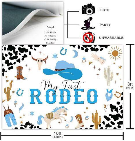 Avezano My First Rodeo Party Backdrop Western Cowboy and Cowgirl Theme زينة حفلة عيد الميلاد الأول Wild West Rodeo المكسيكي الصبار حفلة عيد ميلاد التصوير الفوتوغرافي راية الخلفية (7 × 5 قدم، بني) in Saudi Arabia