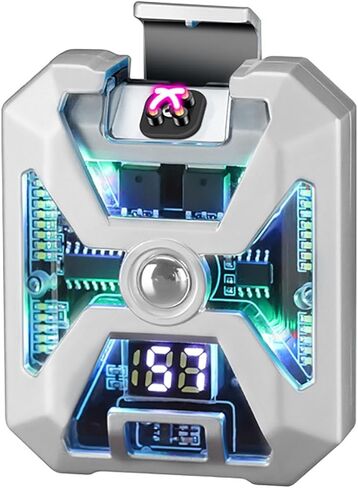 Mech-Style Arc Lighter,Electric Lighter with USB-C Charging Visible Chip LED Flashlight Colorful Lights Great Camping Lighters in Kuwait