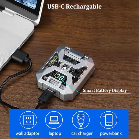Mech-Style Arc Lighter,Electric Lighter with USB-C Charging Visible Chip LED Flashlight Colorful Lights Great Camping Lighters in Kuwait