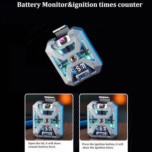 Mech-Style Arc Lighter,Electric Lighter with USB-C Charging Visible Chip LED Flashlight Colorful Lights Great Camping Lighters in Kuwait