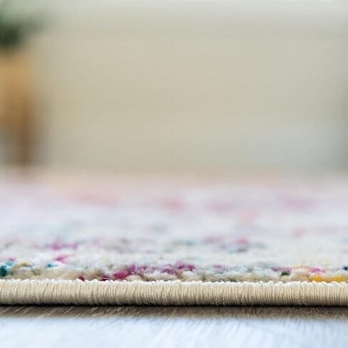 Rugs.com Arlington Collection Rug – 5 Ft Square White Medium-Pile Rug Perfect for Living Rooms, Kitchens, Entryways in Kuwait