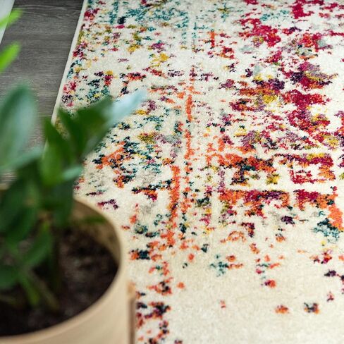 Rugs.com Arlington Collection Rug – 5 Ft Square White Medium-Pile Rug Perfect for Living Rooms, Kitchens, Entryways in Kuwait