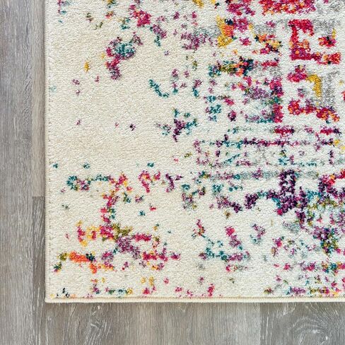 Rugs.com Arlington Collection Rug – 5 Ft Square White Medium-Pile Rug Perfect for Living Rooms, Kitchens, Entryways in Kuwait