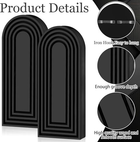 Yoande 6 Pcs Wood Arch Hanging Wall Planters for Indoor Plants Black Wooden Wall Vase Farmhouse Minimalist Wall Flower Holders Modern Hanging Vase for Decor Dried Flowers Faux Greenery Bedroom Decor in Kuwait