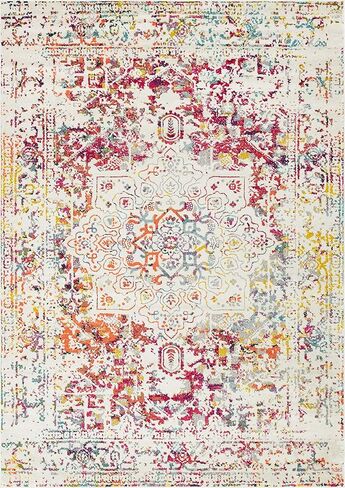 Rugs.com Arlington Collection Rug – 5 Ft Square White Medium-Pile Rug Perfect for Living Rooms, Kitchens, Entryways in Kuwait