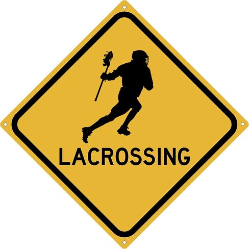 Toothsome Studios Lacrossing 12" x 12" Tin Road Sign Lacrosse Player Sport Home Gym Garage Dorm Decor in Saudi Arabia