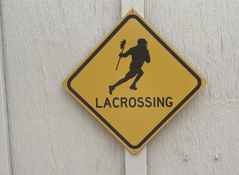 Toothsome Studios Lacrossing 12" x 12" Tin Road Sign Lacrosse Player Sport Home Gym Garage Dorm Decor in Saudi Arabia