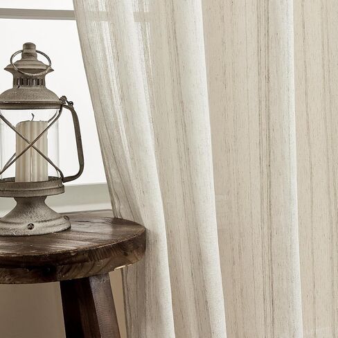 مجموعة توني، ستائر شفافة طويلة من الكتان الأبيض بطول 84 بوصة، لوحتان ستائر شبه فوال لغرفة المعيشة، لوحة ستارة نافذة شاش بوهو مرشحة للضوء لغرفة النوم (55 × 84 بوصة، أبيض، لوحتان) in Kuwait