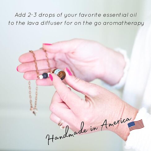 Subherban Lava Rock Essential Oil Choker Necklace, Lava Stone Choker for Women, Handmade USA Oil Diffuser, Relaxation Gifts for Women (Luna Choker | Howlite) in Kuwait