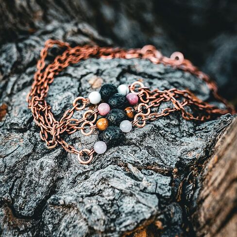 Subherban Lava Rock Essential Oil Choker Necklace, Lava Stone Choker for Women, Handmade USA Oil Diffuser, Relaxation Gifts for Women (Luna Choker | Howlite) in Kuwait