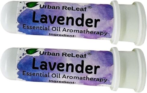 أجهزة الاستنشاق الأنفية بزيت اللافندر العطري من أوربان ريليف، مجموعة مكونة من قطعتين - زيت زهور نقي غير مخفف، غطاء علوي سهل الفتح. صنع فى أمريكا. خالي من الكحول. لا فوضى. حجم الجيب. in Kuwait