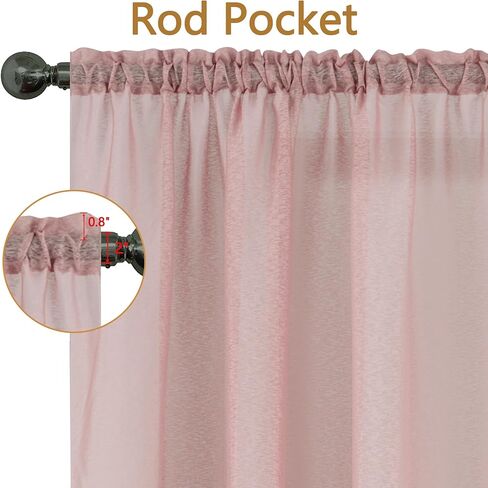 مجموعة توني ستائر شفافة بلون أحمر الخدود بطول 63 بوصة، ستائر فوال لجيب قضيب تصفية الضوء لغرفة المعيشة، معالجة نوافذ شبه فوال للباب (52 × 63 بوصة، أحمر الخدود، لوحتان) in Kuwait