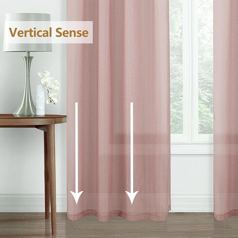 مجموعة توني ستائر شفافة بلون أحمر الخدود بطول 63 بوصة، ستائر فوال لجيب قضيب تصفية الضوء لغرفة المعيشة، معالجة نوافذ شبه فوال للباب (52 × 63 بوصة، أحمر الخدود، لوحتان) in Kuwait