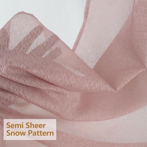 مجموعة توني ستائر شفافة بلون أحمر الخدود بطول 63 بوصة، ستائر فوال لجيب قضيب تصفية الضوء لغرفة المعيشة، معالجة نوافذ شبه فوال للباب (52 × 63 بوصة، أحمر الخدود، لوحتان) in Kuwait