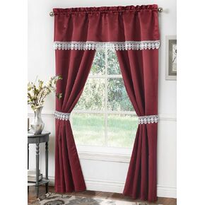 GoodGram Unique 5 Piece Window Curtain Set Assorted Colors (Burgundy) in Kuwait