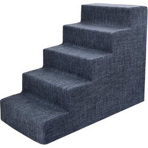 Best Pet Supplies Dog Stairs for Small Dogs & Cats, Foam Pet Steps Portable Ramp for Couch Sofa and High Bed Non-Slip Balanced Indoor Step Support, Paw Safe No Assembly - Dark Gray Linen, 5-Step in Kuwait