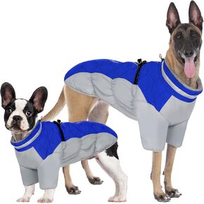 Dog Warm Winter Coat Adjustable Fleece Jacket Waterproof Windproof Snowsuit with Built in Harness Pet Reflective Vest Dog Cold Weather Clothes with Zipper for Small Medium Large Dogs Blue S in Saudi Arabia