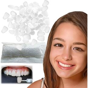 Provisional Tooth Repair Kit-Thermal Fitting Beads Granules and Fake Teeth for Provisional Fixing Missing and Broken Tooth (Teeth - Piece White) in Kuwait