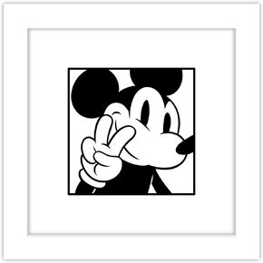 Trends International Gallery Pops Disney Mickey Mouse - Mickey Expressions - Peace Wall Art Wall Poster, 12" x 12", Black Framed Version