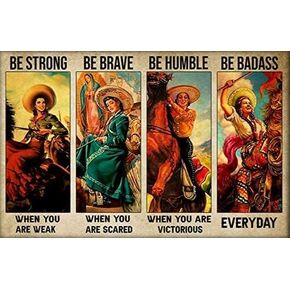 لافتة معدنية ريترو من القصدير للديكور، ملصق رعاة البقر المكسيكي Be Strong When You are Weak، ديكور المنزل والحمام، لافتة معدنية 8 × 12 انش in Kuwait