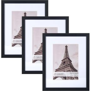 مجموعة إطارات صور ENGLORY مقاس 8 × 10 مكونة من 3 قطع، مصنوعة من زجاج حقيقي عالي الدقة، شاشة عرض 5 × 7 مع حصيرة أو 8 × 10 بدون حصيرة، إطارات صور للتركيب على الحائط أو عرض سطح الطاولة in Kuwait