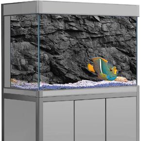 ملصق خلفية لحوض السمك SB Little Aquarium، جدار حجر صخري أسود بسيط عالي الدقة مطبوع على خلفية خزان الأسماك ديكورات خلفية منظر طبيعي من PVC (15.7 × 23.6 (40 × 60 سم) in Kuwait