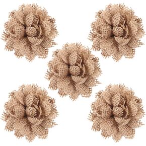 Beavorty ديكور عيد الميلاد الزفاف الديكور زهور الأقحوان الاصطناعية 5 قطع حفل زفاف الديكور زهور الجوت الخيش الدانتيل زهرة الديكور الخيش زهرة مهرجان الديكور زهرة العلم in Kuwait