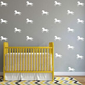 32pcs/Set Metallic Equestrian Horse Wall Stickers Vinyl Wall Decals Decor Kids Room Living Room Wallpaper Removable Mural SA525 (Black) in Saudi Arabia
