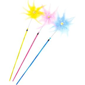 CHIWAVA 3 Pack 31" Combination Feather Cat Toy Wand Sunflowers with Bell Kitten Interactive Cat Teaser Assorted Color in Kuwait