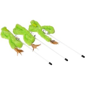RompiCatz Teaser String Wands and Interactive Cat Toy, Feather n' Bell, 3 Pack