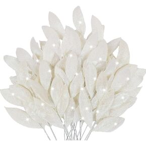 SMARTSWORD 20 قطعة من أوراق الشجر اللامعة الاصطناعية مقاس 13.8 بوصة لعيد الميلاد وبخاخات شجرة عيد الميلاد اللامعة من أوراق الشجر لتزيين أوراق عيد الميلاد لشجرة عيد الميلاد مزهرية ديكور المنزل in Kuwait