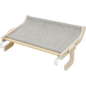 Cat Window Perch for Large-Cats 40lbs, XL-Adjustable Wooden Cat Window-Hammock with Warm Berber-Fleece Cover for Winter, Stable Cat Bed for Window&Bedside, 20.9"×13.8" in Saudi Arabia