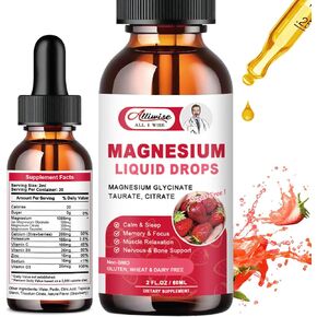 High Absorption Magnesium Liquid Supplement 1000MG, Complex with Magnesium Glycinate 500MG, Citrate,Taurate for Bio-Availability. 3 TOP Magnesiums in One Supplement-Strawberry Flavor in Kuwait