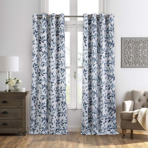 لوحة ستارة نافذة تعتيم مطبوعة نباتية Elrene Home Fashions Avalon, رمادي, 52" x 84"(1 Panel) in Saudi Arabia