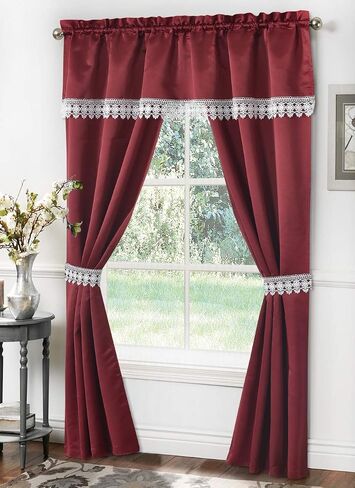 GoodGram Unique 5 Piece Window Curtain Set Assorted Colors (Burgundy) in Kuwait