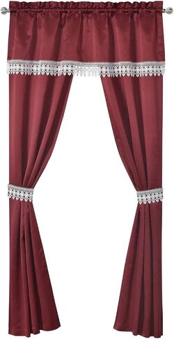 GoodGram Unique 5 Piece Window Curtain Set Assorted Colors (Burgundy) in Kuwait