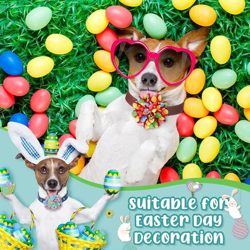 Silkfly 80 Pieces Easter Dog Flowers Spring Dog Collar Flowers Rabbit Eggs Dog Charms Grooming Accessories Dog Bow Tie Flower for Puppy Dog Cat Easter Collar Attachment Embellishment in Kuwait
