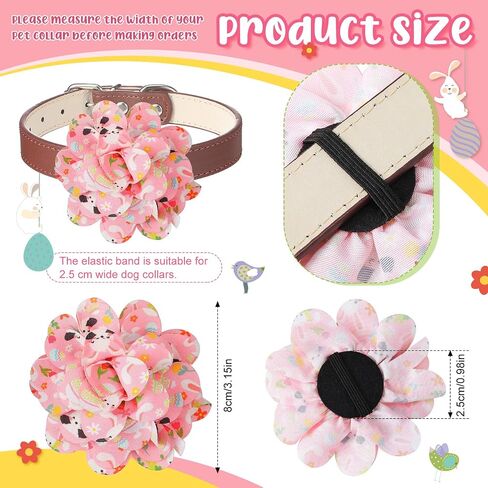 Silkfly 80 Pieces Easter Dog Flowers Spring Dog Collar Flowers Rabbit Eggs Dog Charms Grooming Accessories Dog Bow Tie Flower for Puppy Dog Cat Easter Collar Attachment Embellishment in Kuwait