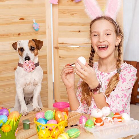 Silkfly 80 Pieces Easter Dog Flowers Spring Dog Collar Flowers Rabbit Eggs Dog Charms Grooming Accessories Dog Bow Tie Flower for Puppy Dog Cat Easter Collar Attachment Embellishment in Kuwait