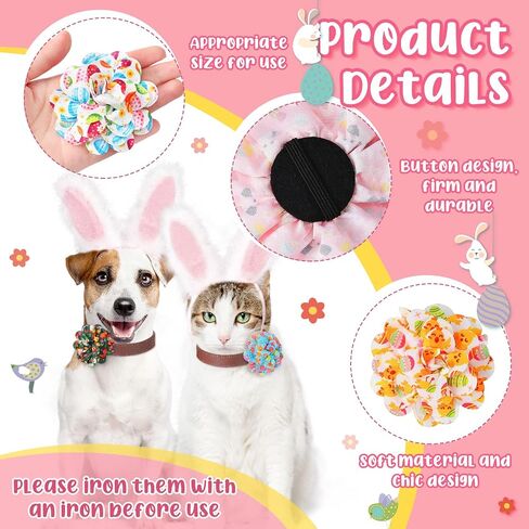 Silkfly 80 Pieces Easter Dog Flowers Spring Dog Collar Flowers Rabbit Eggs Dog Charms Grooming Accessories Dog Bow Tie Flower for Puppy Dog Cat Easter Collar Attachment Embellishment in Kuwait