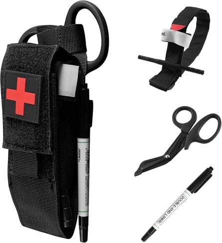 مجموعة أكياس عاصبة تكتيكية من RTMGOB مع عاصبة ومقص، مناسبة للأنشطة الخارجية مثل ركوب الدراجات وتسلق الجبال والسفر والتخييم (بني) in Kuwait