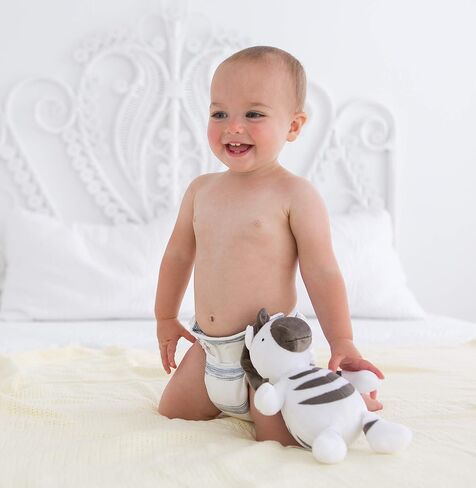 SmartNappy قطن الموسلين من Amazing Baby، غطاء حفاضات من القماش الهجين NextGen + حشوة ثنائية الطي قابلة لإعادة الاستخدام + 1 داعم قابل لإعادة الاستخدام، Stargazer، رمادي، مقاس 1، 5-10 رطل in Kuwait