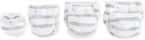 SmartNappy قطن الموسلين من Amazing Baby، غطاء حفاضات من القماش الهجين NextGen + حشوة ثنائية الطي قابلة لإعادة الاستخدام + 1 داعم قابل لإعادة الاستخدام، Stargazer، رمادي، مقاس 1، 5-10 رطل in Kuwait