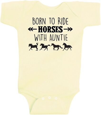 بدلة أطفال من Born to Ride Horses with Auntie بأكمام قصيرة - هدية لقطعة واحدة من قطعة واحدة على شكل حصان الفروسية in Kuwait